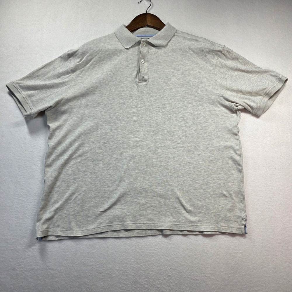 Roundtree & Yorke Men's Supima‎ Cotton Polo Shirt Large L Gray Short Sleeve
